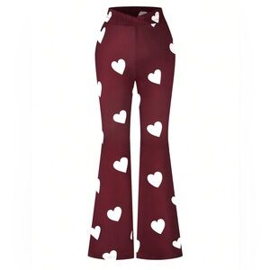 Women's Heart Pattern Flare Pants